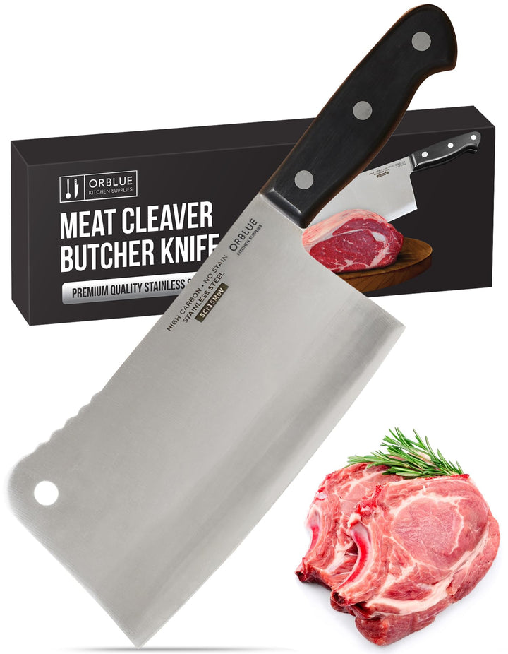 ORBLUE Hackmesser - Chinesisches Kochmesser, Scharfes Küchenmesser, Ideal als Metzgermesser, Fleisch