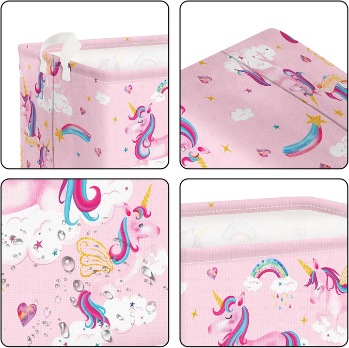 Clastyle Süsser Rosa Einhorn Mädchen Würfel Aufbewahrungskorb für Babyzimmer Wolke Herz Wasserdicht
