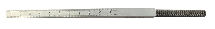 WRS Präz.-Messkeil aus Stahl, mattverchromt, Messbereich 0,5-11 mm, 110 mm lang, Ablesung: unten 0,1
