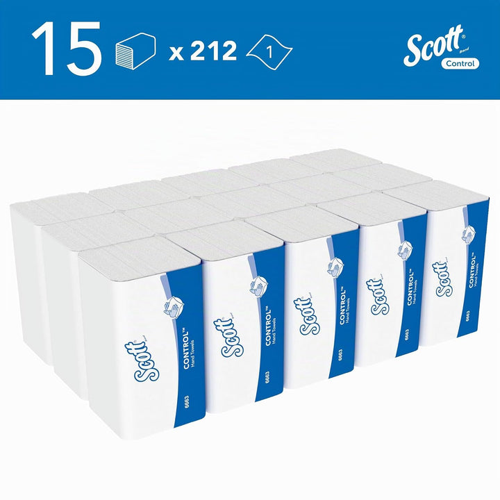 Scott Control Falthandtuch mit Interfold Faltung 6663 – Papierhandtücher mit V-Faltung – 15 Packunge
