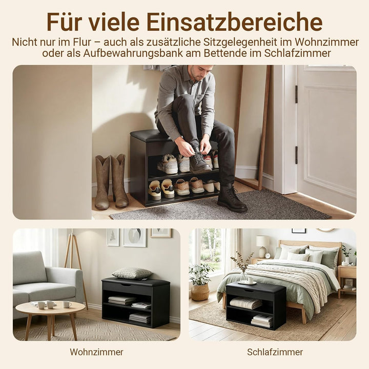 SoBuy Schuhbank mit Sitzfläche, Schuhregal mit Sitzbank, Schuhbank mit Stauraum 3-in-1, für Kleine W