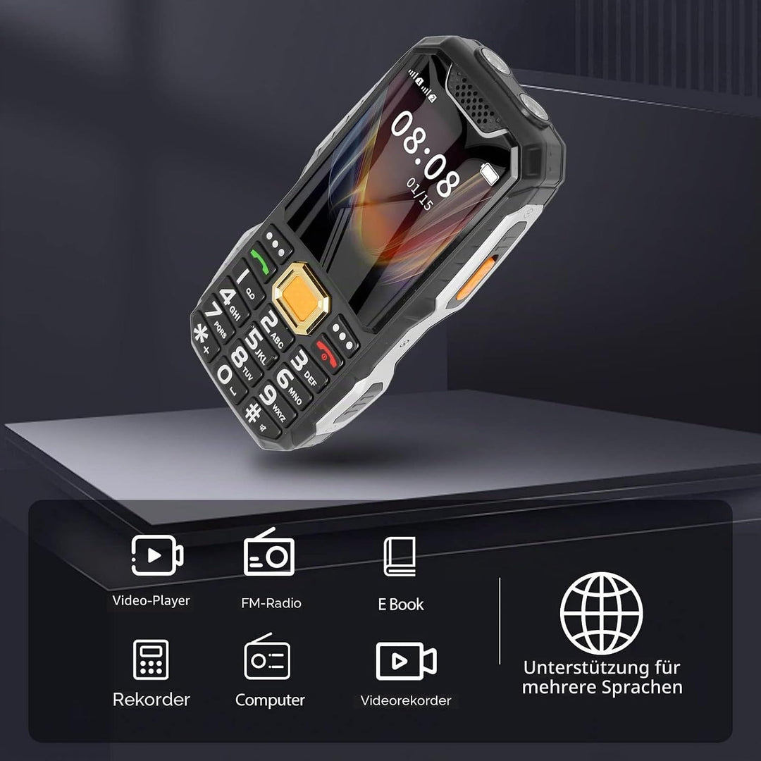 Entsperrtes Mobiltelefon mit Grossen Tasten, SOS-Notfallhilfe, Stereo-Klangqualität, Dual-SIM-Karten