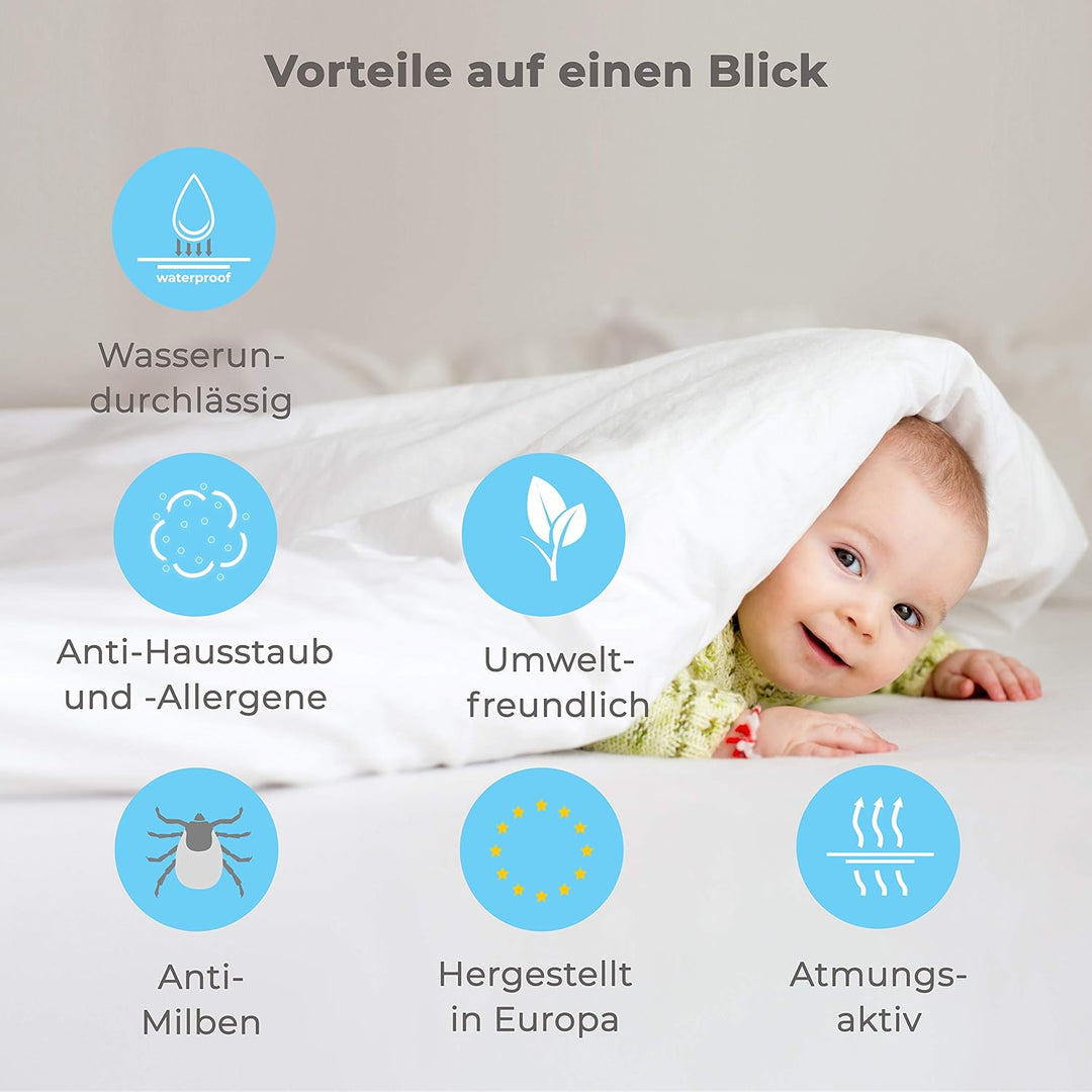 WhizProducts Wasserdichtes Spannbettlaken 89x50 cm kompatibel mit Babybay Maxi, Midi, Boxspring, Com