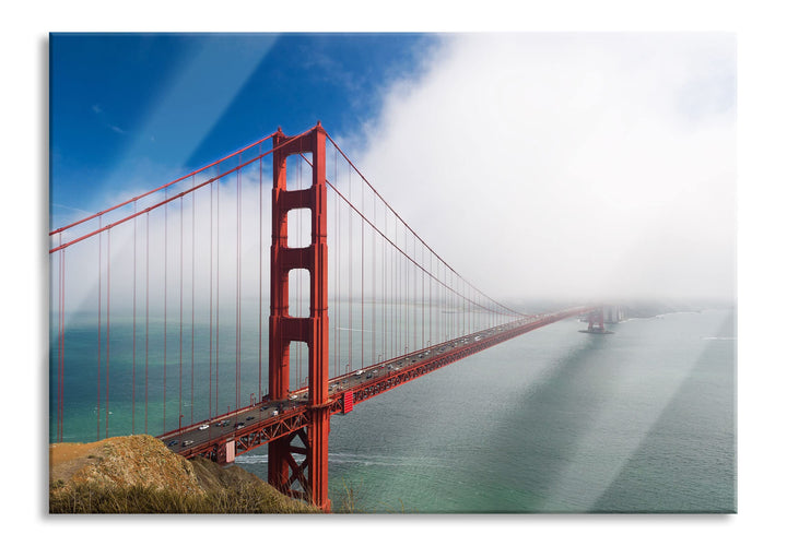 Pixxprint Glasbild | Wandbild aus Echtglas | Golden Gate Bridge San Francisco | 80x60 cm | inkl. Auf