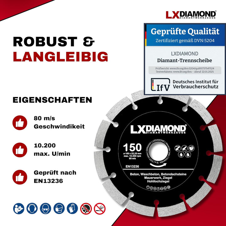 Diamant-Trennscheibe 2x 150mm x 22,23mm - für Winkelschleifer Mauernutfräse Schlitzfräse - Diamantsc