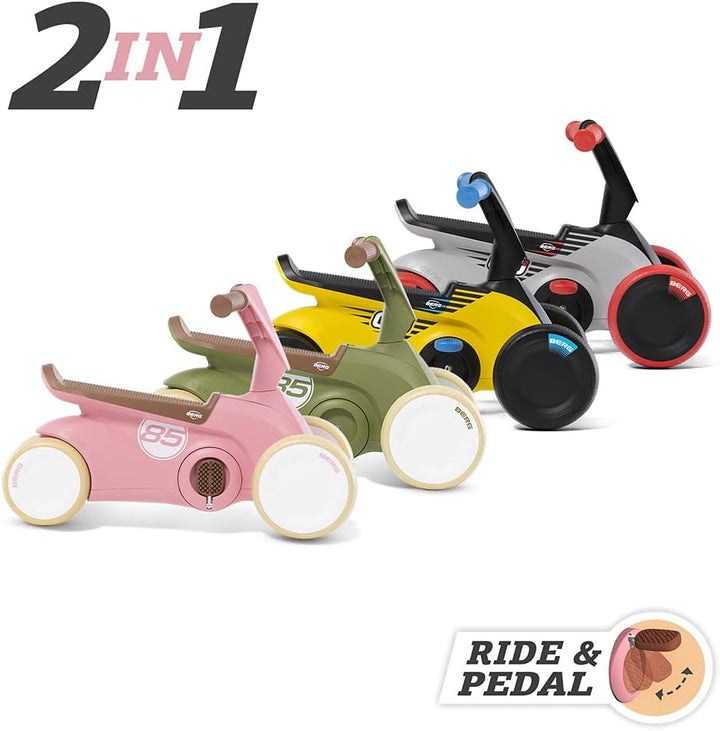 Berg GO² 2in1 Rutschauto Retro Rosa | Rutscher und Laufrad, Kinderrutscher, Kinderauto mit Ausklappb