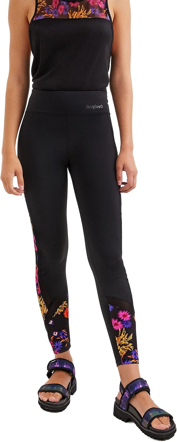 Desigual Damen Football Leggings M Schwarz, M Schwarz