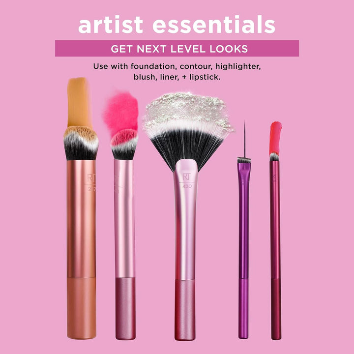 Real Techniques Artist Essentials, 120 g & Puder Make-up Pinsel (Verpackung und Grifffarbe können va