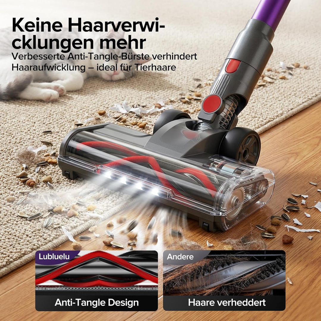 Lubluelu Akku Staubsauger Kabellos, 50kPa Saugkraft/50 Min Laufzeit, mit Selbststehend-Funktion&Anti