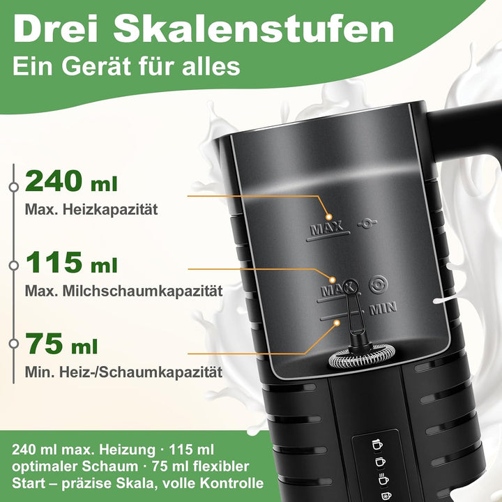 Milchaufschäumer Elektrisch, für heissen &amp; kalten Schaum, Heissrühren