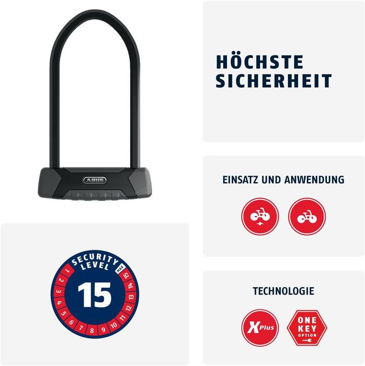ABUS Bügelschloss Granit XPlus 540 + USH-Halterung - Fahrradschloss mit 13 mm starkem Bügel und XPlu
