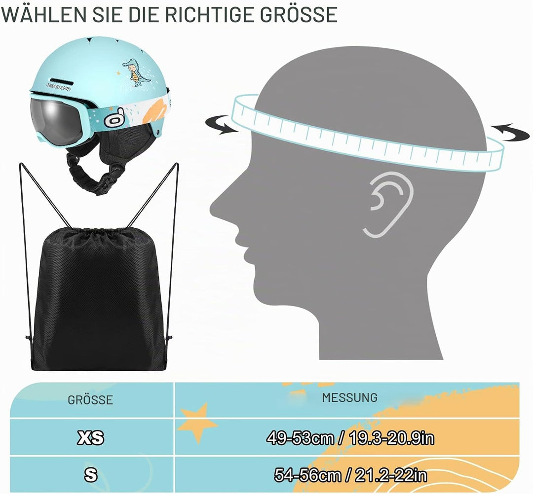 Odoland Kinder Skihelm und Skibrille Set, Snowboardhelm für Jungen und Mädchen, Verstellbar Schneehe