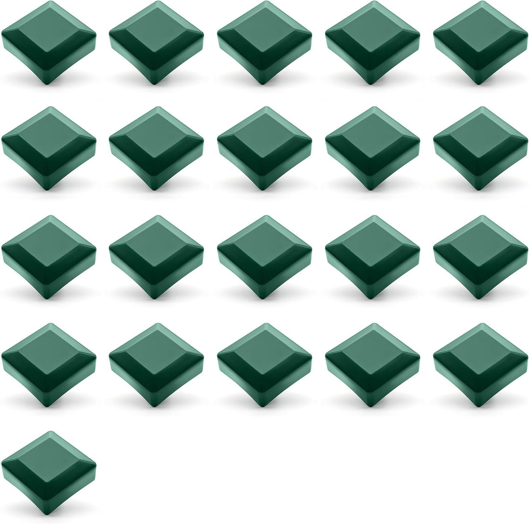 Enkotrade 21 Stück Zaunkappen Grün für Aussenmass 60x60mm, Rohrkappen aus hochwertigem Kunststoff, P