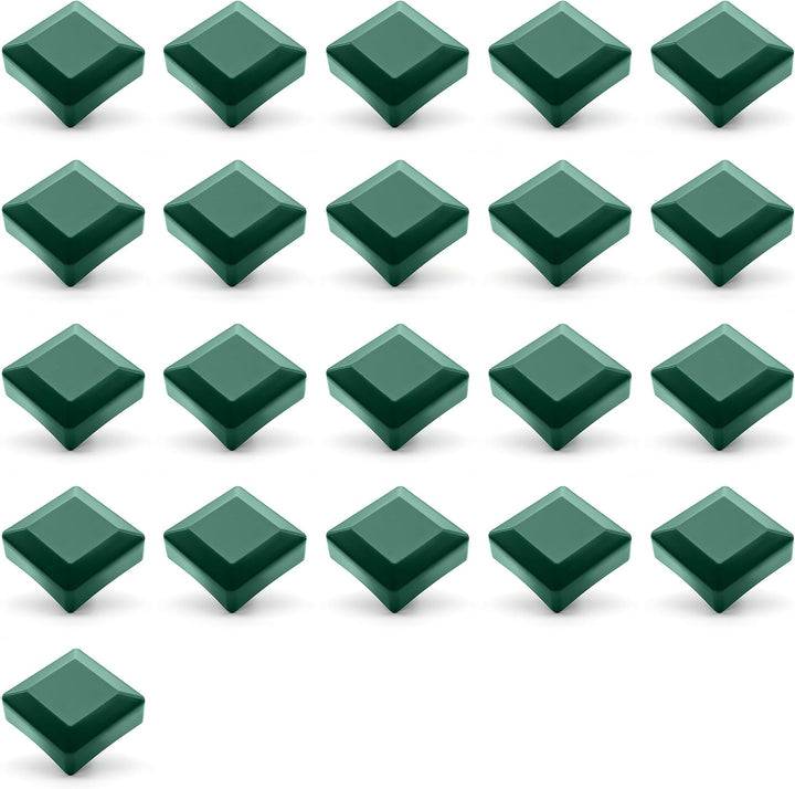 Enkotrade 21 Stück Zaunkappen Grün für Aussenmass 60x60mm, Rohrkappen aus hochwertigem Kunststoff, P