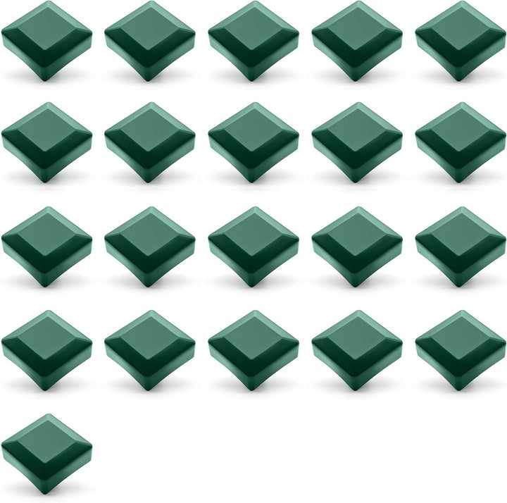 21 Stück Zaunkappen Grün für Aussenmass 70x70mm, Rohrkappen aus hochwertigem Kunststoff, Pyramide Qu