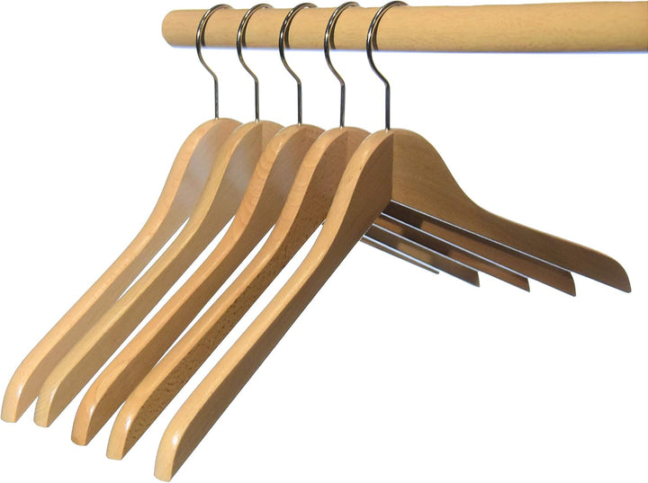 Kleiderbügel aus Holz, Kleiderbügel aus Buchenholz, Natur lackiert (Wasserlack), vernickelter drehba