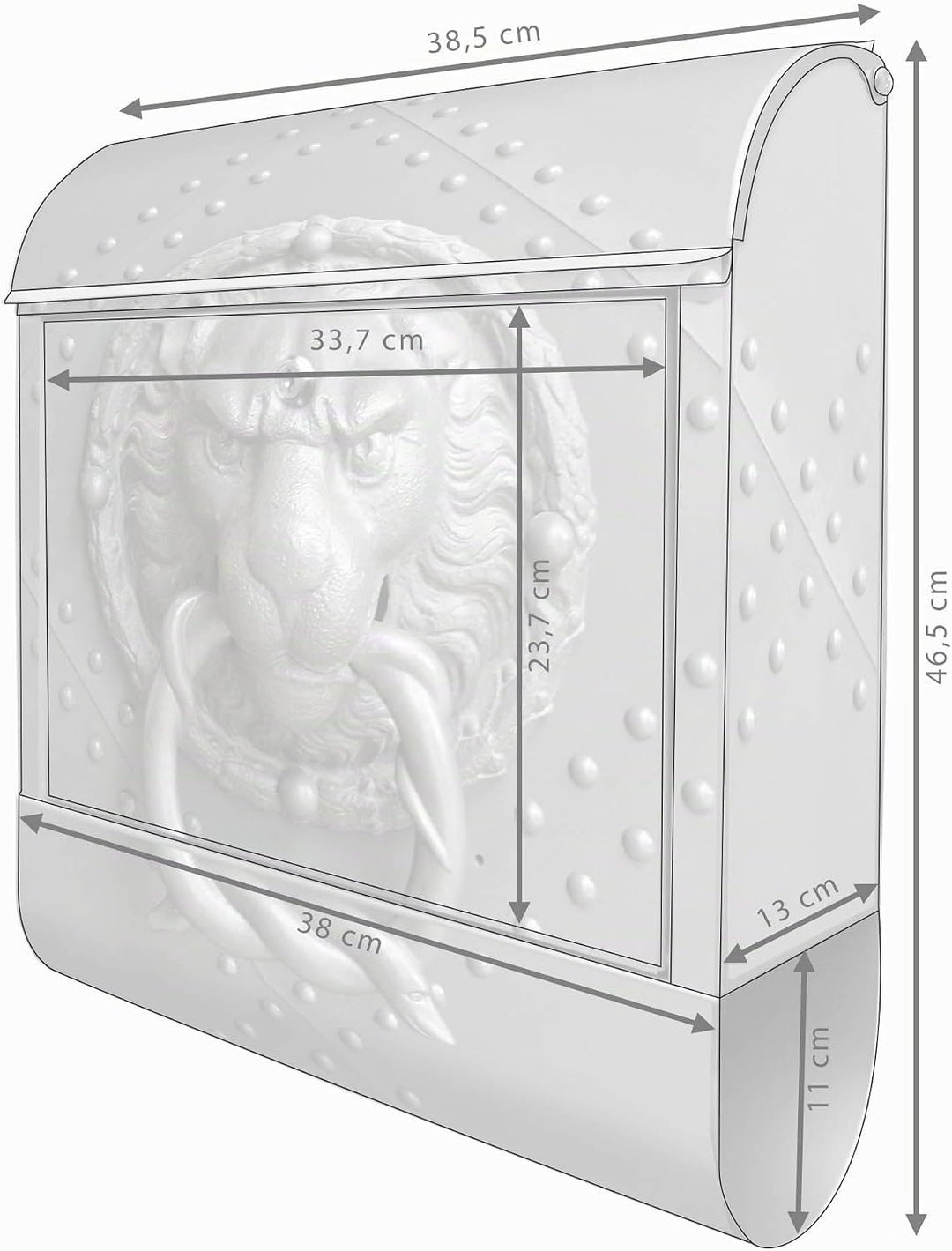 banjado® Design Briefkasten mit Motiv Eisentor 39x47x14cm &amp; 2 Schlüssel - Briefkasten Stahl Silber m