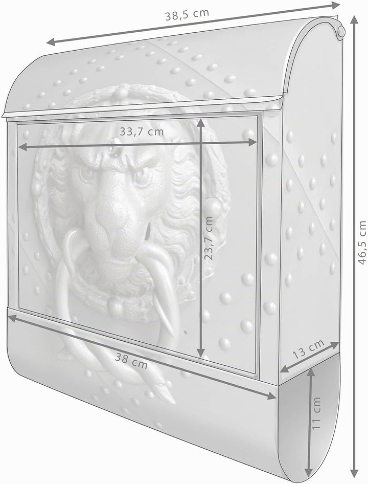 banjado® Design Briefkasten mit Motiv Eisentor 39x47x14cm &amp; 2 Schlüssel - Briefkasten Stahl Silber m