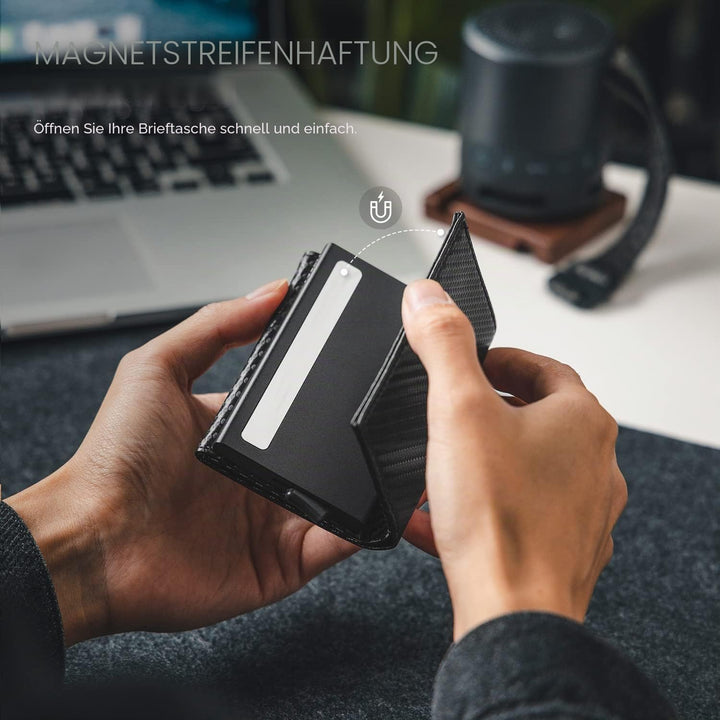 VULKIT Kreditkartenetui für Herren, Pop-up-Kartenetui, RFID-blockierendes Leder-Kartenetui mit Gelds