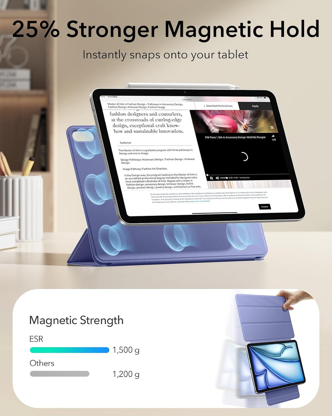 ESR für iPad Air 11 Zoll 2026 Hülle M4/M3/M2, iPad Air 5/4 Hülle (2025/2024/2022/2020) Starke Magnet