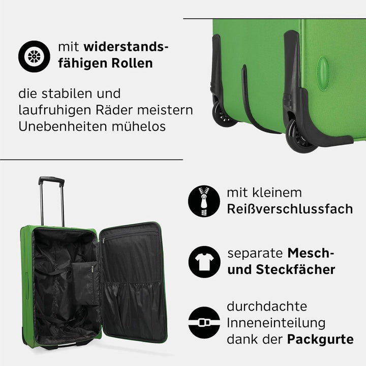 paklite Handgepäck Koffer mit 2 Rollen, Reisekoffer klein, Orlando, Klassischer Weichgepäck Trolley