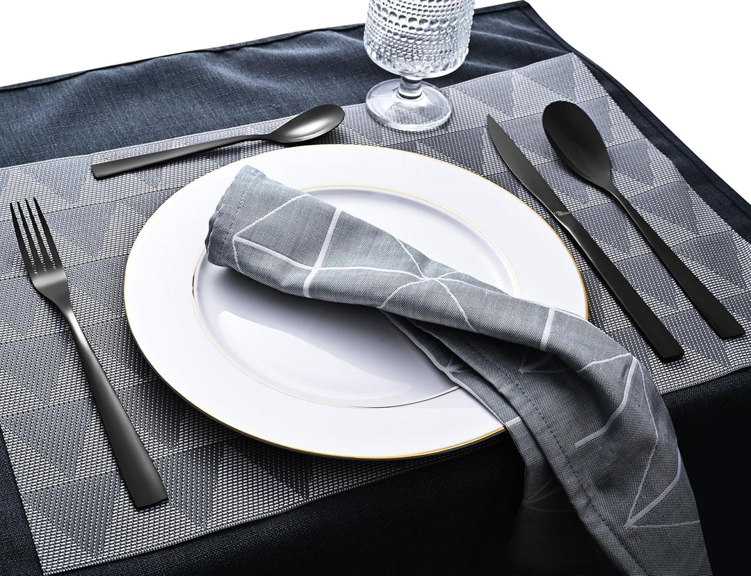 Otto Koning - Berlin - Besteck schwarz 4 Personen, Essbesteck Set 20 teilig, Titanium schwarz platti