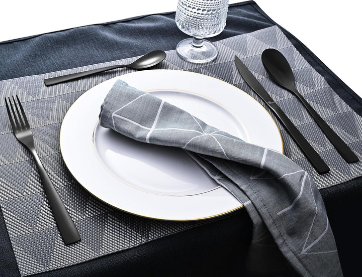 Otto Koning - Berlin - Besteck schwarz 4 Personen, Essbesteck Set 20 teilig, Titanium schwarz platti