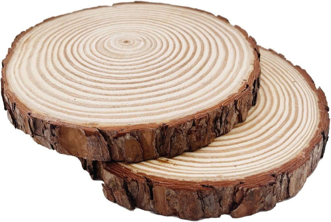 Holzscheiben 4 Stücke Holz Log Scheiben 21-23cm Unvollendete Holzkreise Ungebohrte Holzkreise ohne L