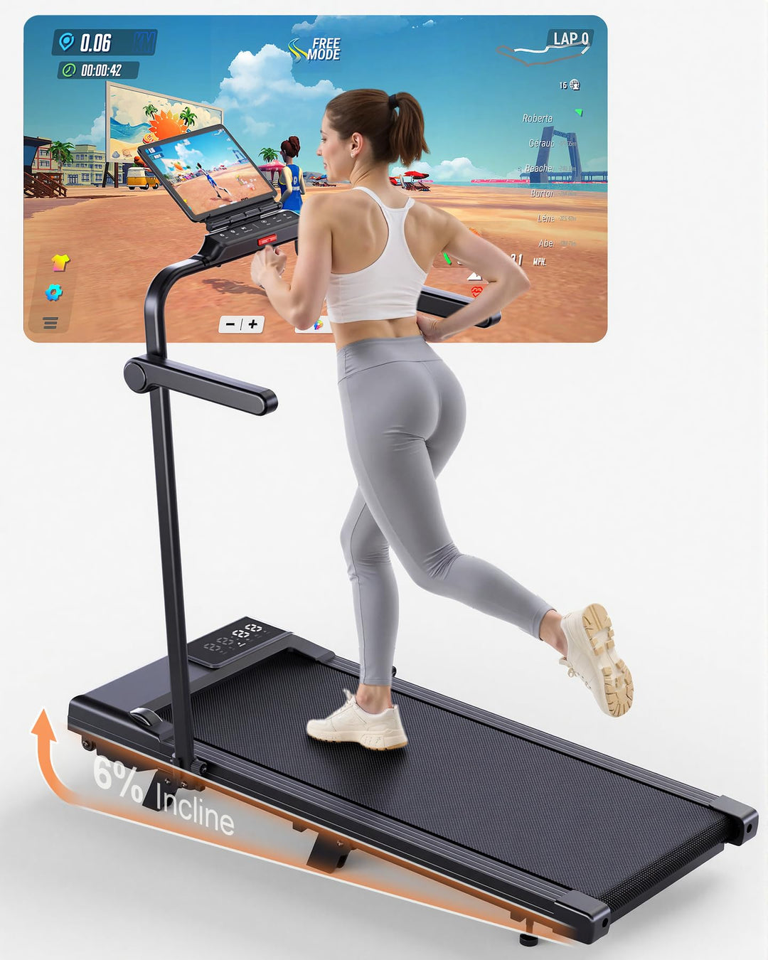 Superun Walking Pad Klappbar, 3 in 1 Übergrosse Laufband für Zuhause bis 12 km/h Breite Lauffläche 1