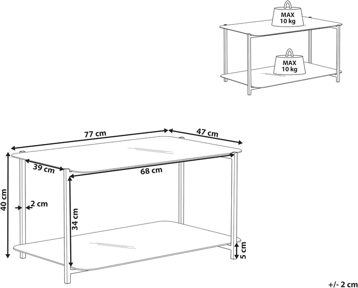 Couchtisch Marmor Optik weiss schwarz 77 x 47 cm rechteckig modern Gloster