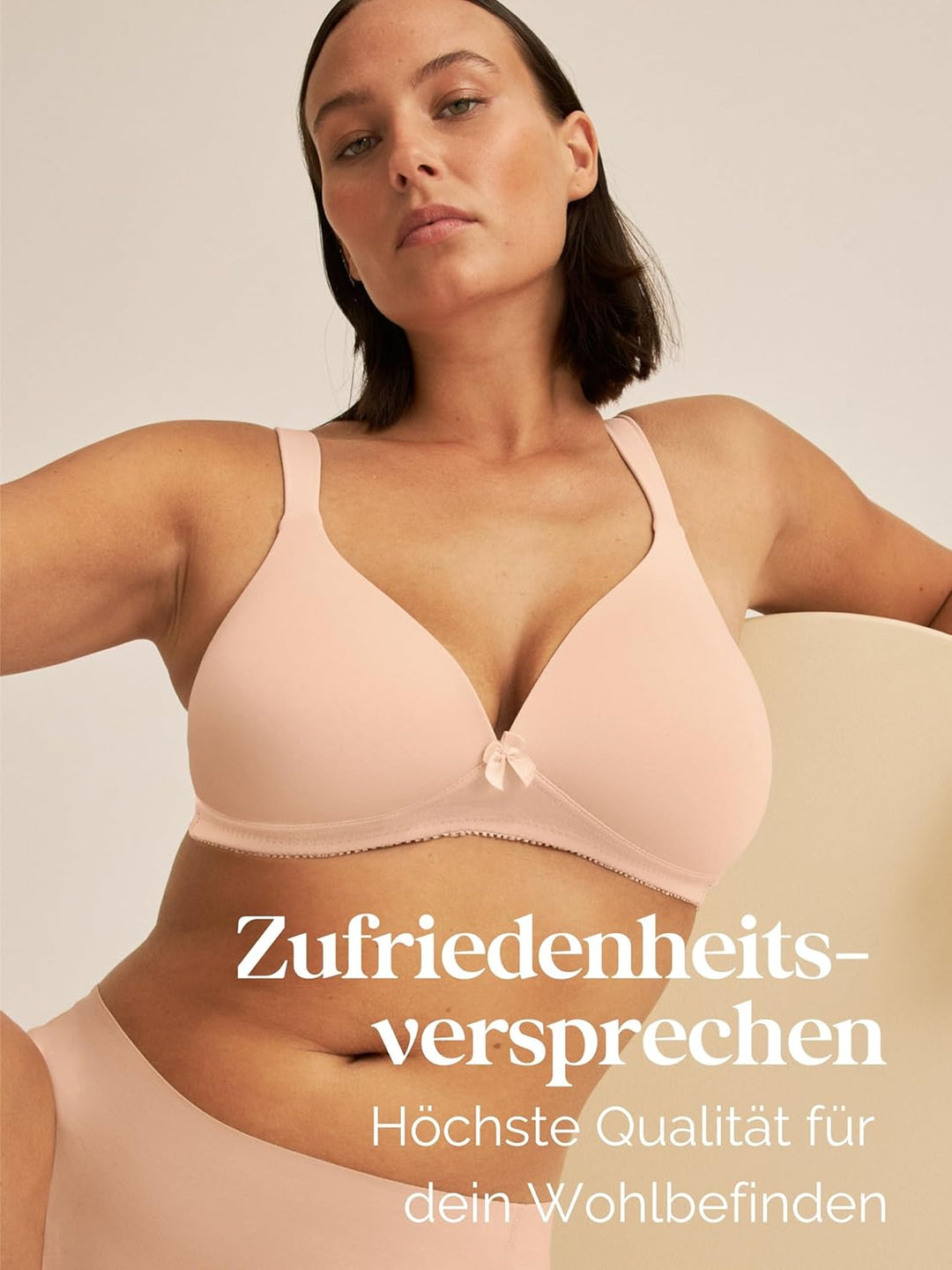 Naturana® BH Damen ohne Bügel [Cup A-D] I 100% Gepolsterte Träger I BH ohne Bügel mit nahtlosen Cups