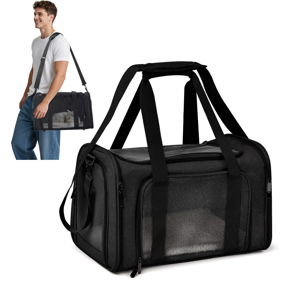 ALLSOPETS Hundetasche Flugzeug, Faltbare Weiche Tiertragetasche für Kleine Hunde & Katzen, Tragetasc