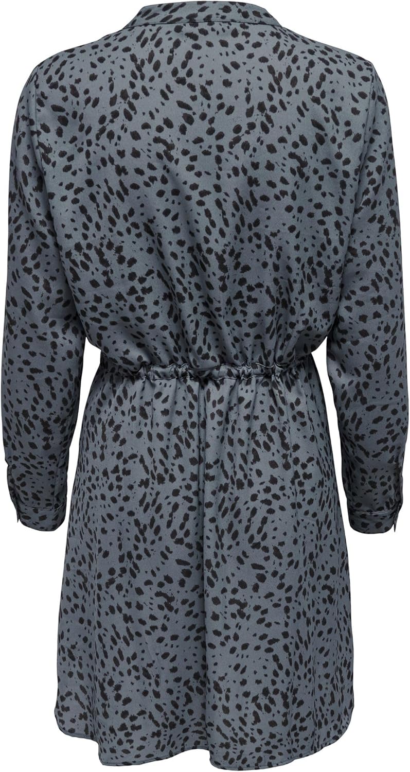 ONLY Damen Kleid 15200543 XXS Blue Indigo/Aop:black Leo, XXS Blue Indigo/Aop:black Leo