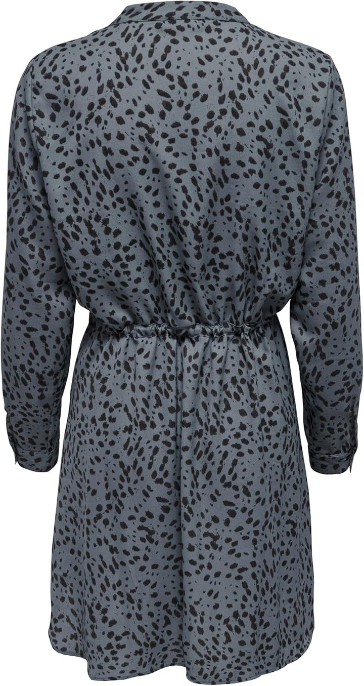 ONLY Damen Kleid 15200543 XXS Blue Indigo/Aop:black Leo, XXS Blue Indigo/Aop:black Leo