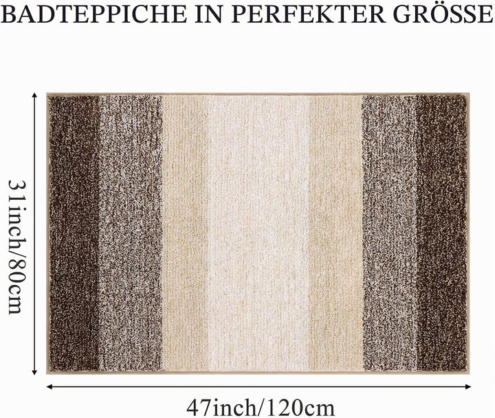 Weich Gross Badematten 80 x 120 cm, Badezimmerteppich Badteppich rutschfeste Wasserabsorbierend Badv