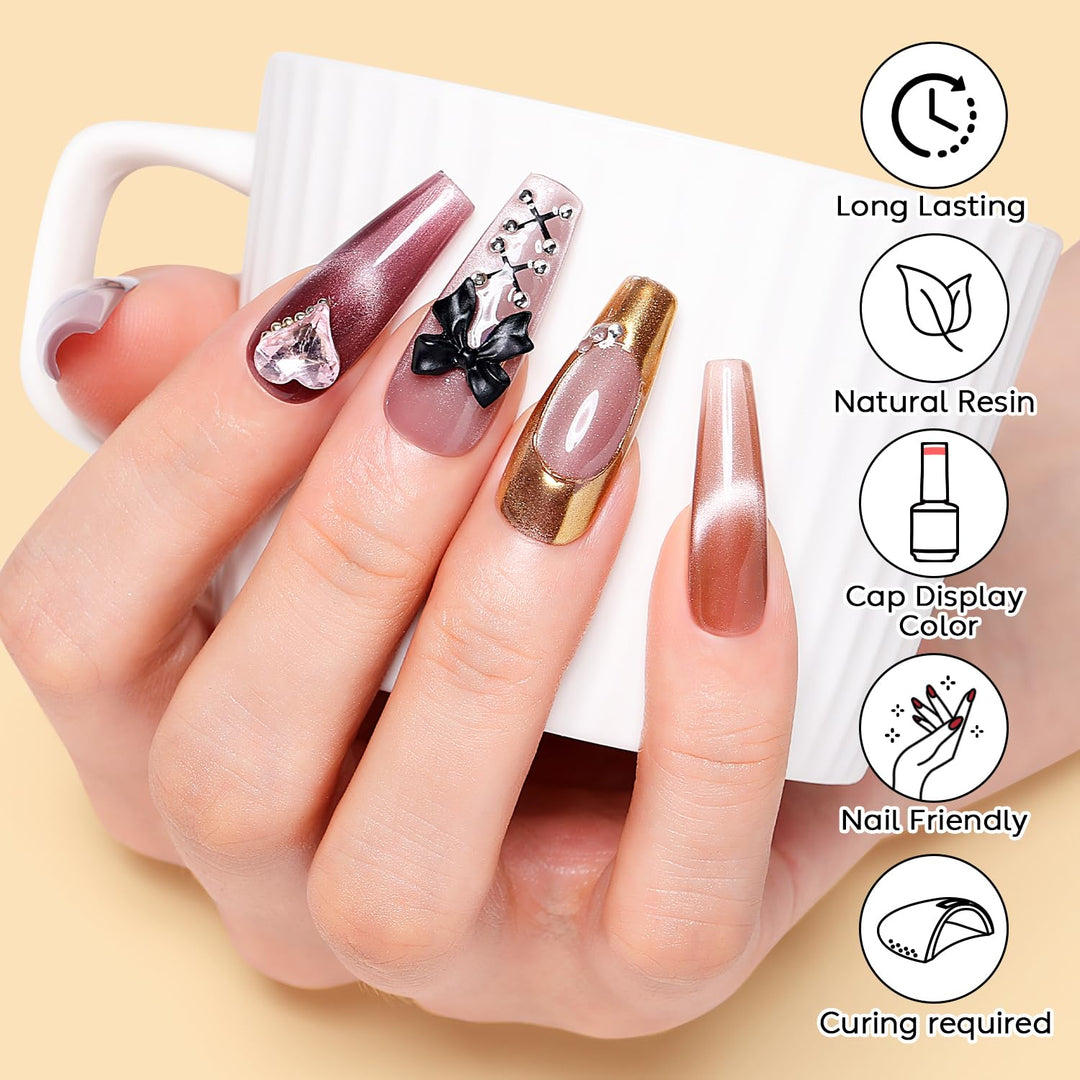 Nicedeco Cat-Eye-Gel-Nagellack-Set, Magnetischer Gel-Nagellack UV/LED Auswaschbar, Nagelkunst Manikü