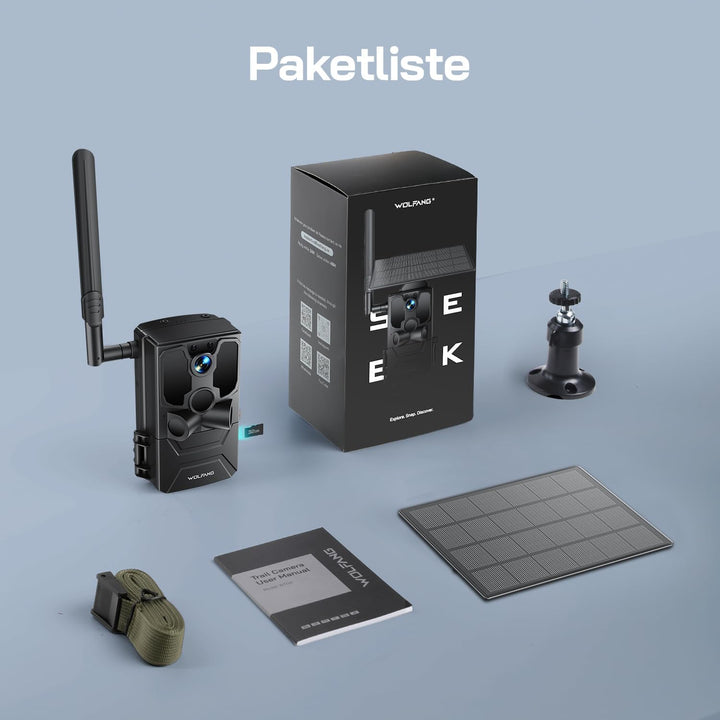 WOLFANG Wildkamera, 2.5K 4G LTE Live Solar Übertragung Wildkamera mit Handyübertragung App, Echtzeit