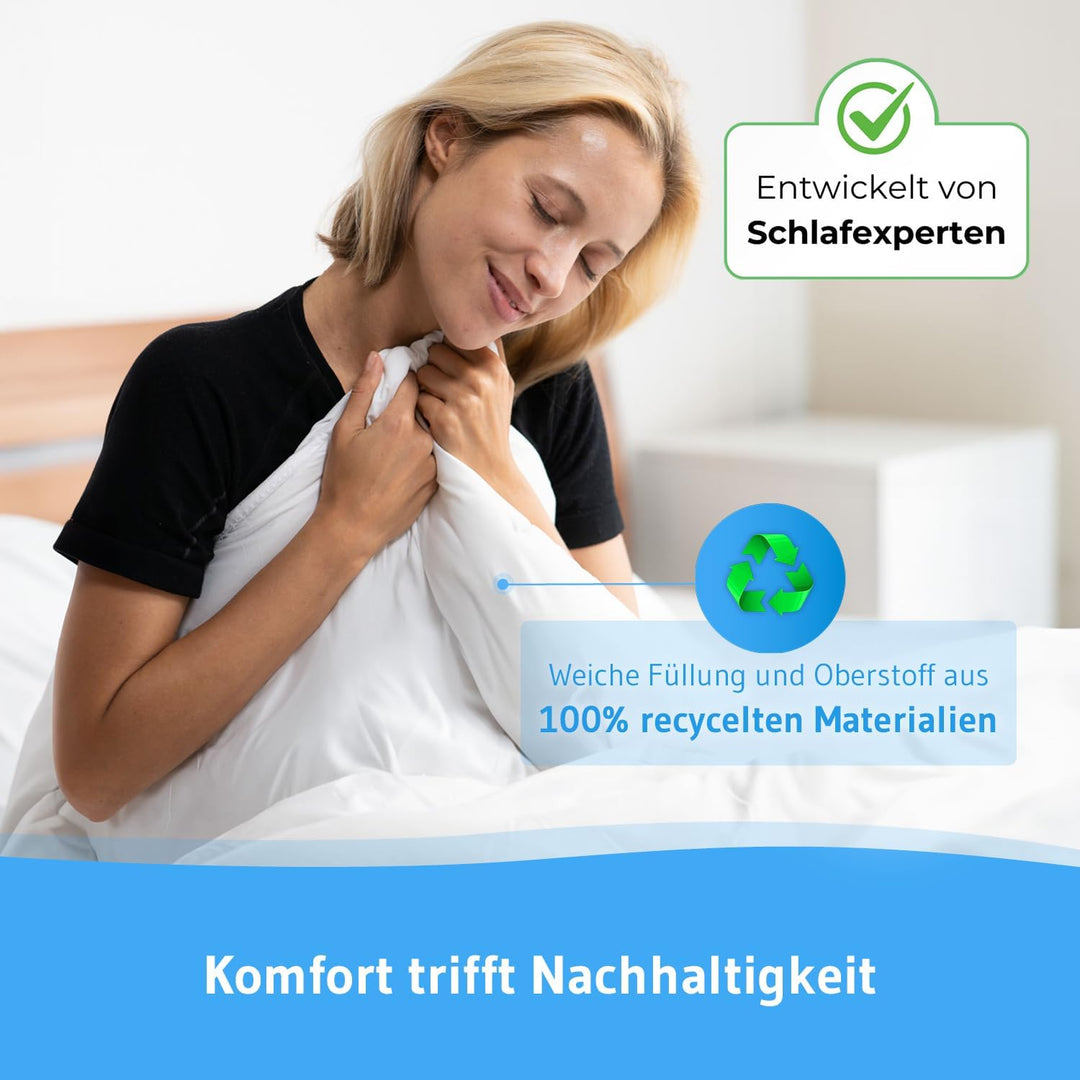 Bettdecke 155x220 Verda | 100% recycelt | Nachhaltige und warme Winterdecke | Thermoregulierende Ste