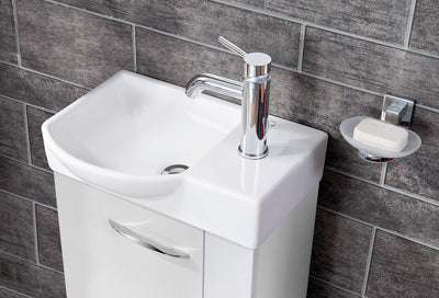 FACKELMANN Waschbecken rechts Gäste-WC / Waschtisch aus Keramik / Masse (B x H x T): ca. 45 x 10,5 x