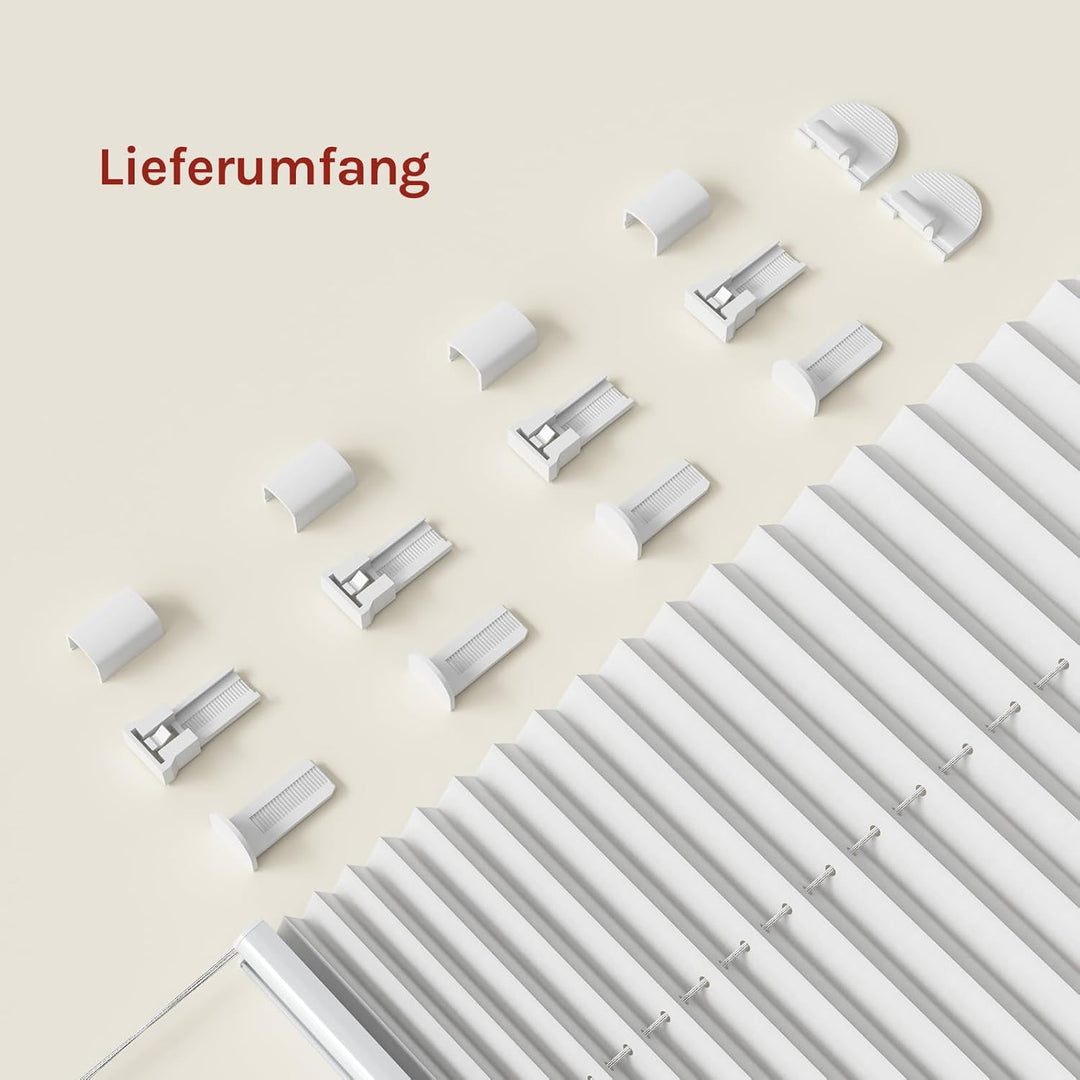 WOLTU Plissee Klemmfix ohne Bohren 115x130cm (BxH) Weiss Faltrollo Plisseerollo mit Klemmträger Lich