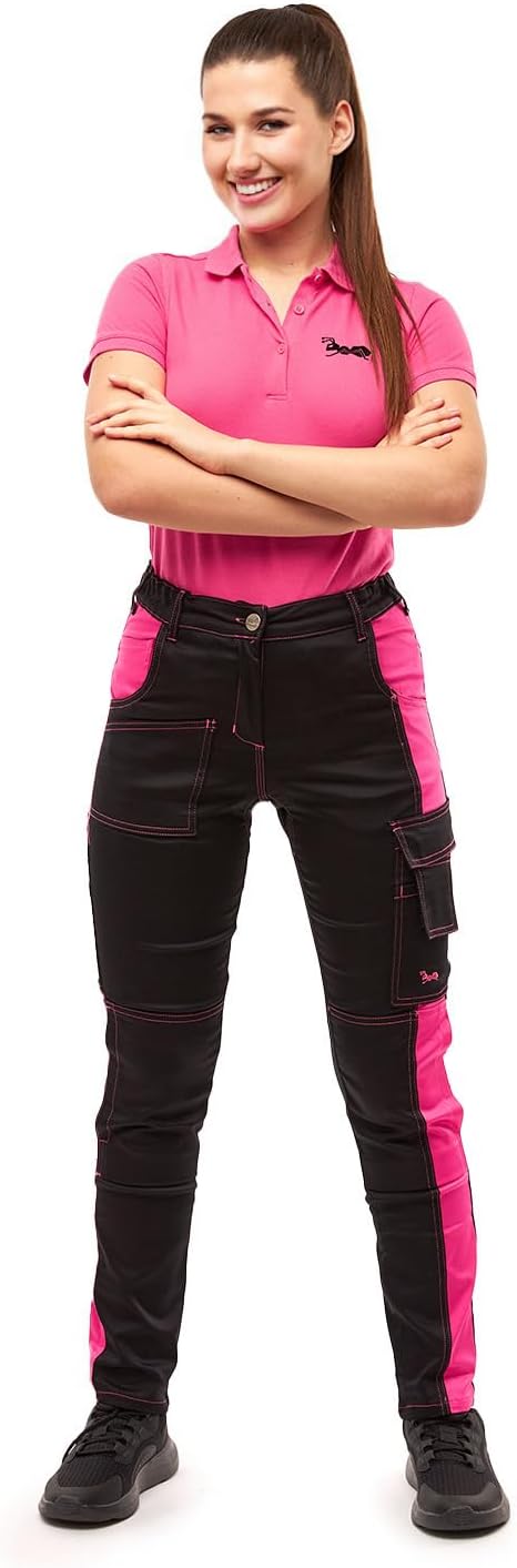 strongAnt Damen Arbeitshose komplett Stretch für Frauen Bundhose mit Kniepolstertaschen Schwarz Grau