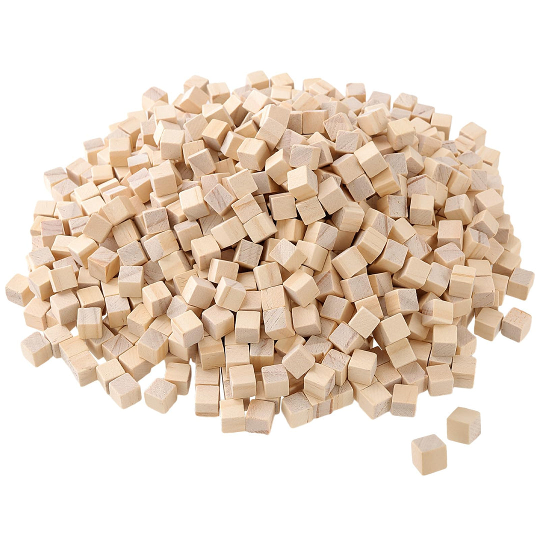 FUNSUEI 1500 Stück Holzwürfel 1 x 1 x 1 cm, Holz Würfel Klein Blanko, Kleine Holz Würfel Holzblock Q