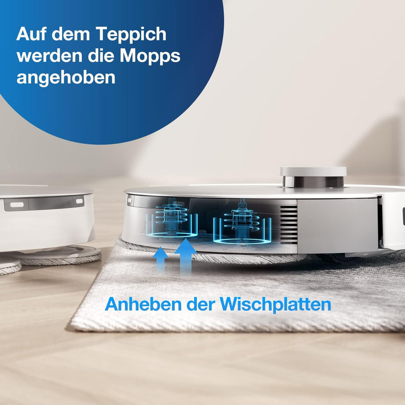 ECOVACS DEEBOT T20 OMNI 6000Pa Saugroboter, Auto-Mopp-Hebefunktion, Heisswasser-Mopp-Wäsche und Mopp