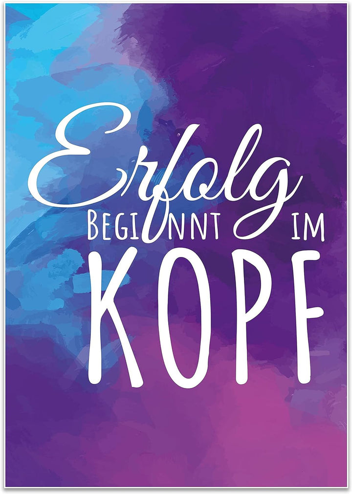 wandmotiv24 Poster als Wanddeko, Grösse Din A0, Erfolg beginnt im Kopf, Pastell, Moderne Wanddeko, W