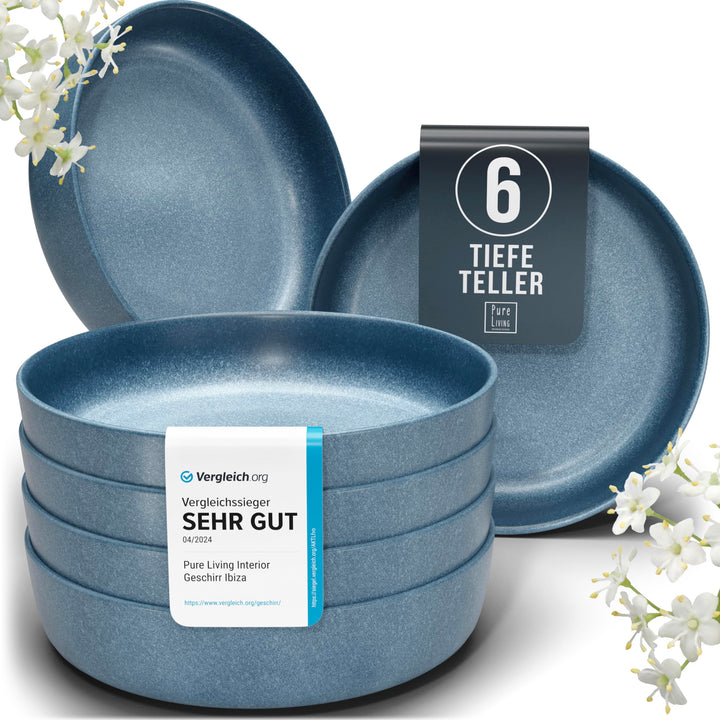 Steingut Suppenteller 6 Pers. Hochwertiges Urban Style TEST SEHR GUT Tiefe Teller Set- Kratzfest, Fü