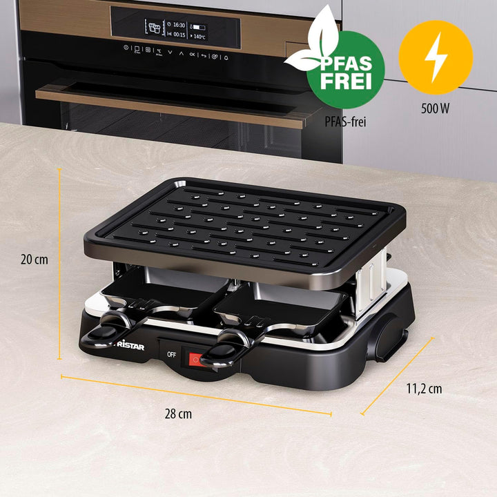 Tristar Raclette-Grill für bis zu 4 Personen, 4 Pfännchen, 500 Watt, RA-2949