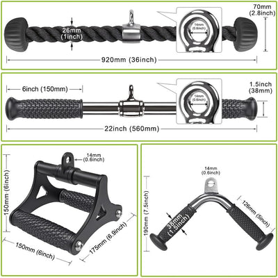 Kipika Trizeps Pull Down Aufsatz, Kabelmaschine Zubehör für Home Gym, Kabelmaschine Aufsätze Seilzug