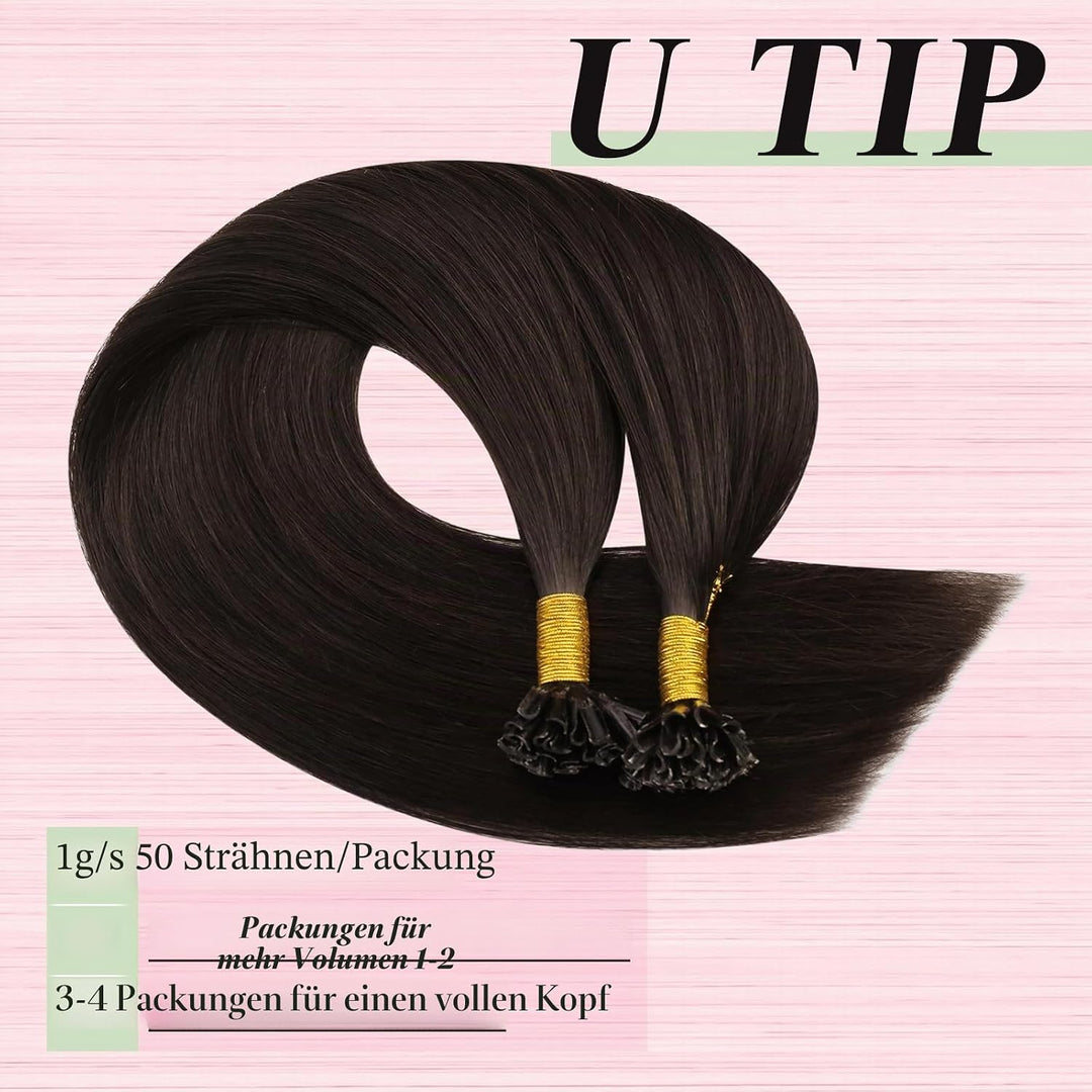 YoungSee Echthaar Extensions Bondings Braun 35cm Bonding Extensions Echthaar 1g Braun Remy Hair Exte