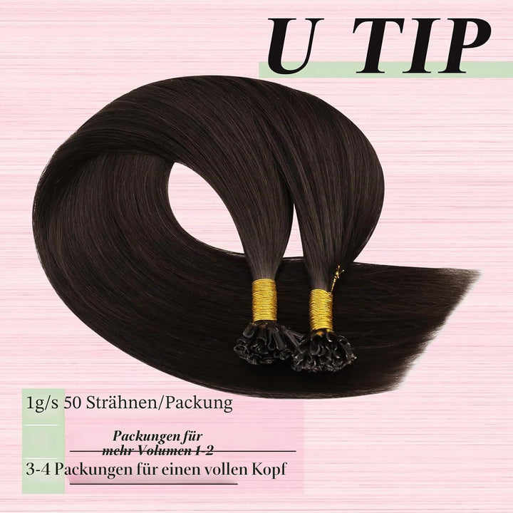 YoungSee Echthaar Extensions Bondings Braun 35cm Bonding Extensions Echthaar 1g Braun Remy Hair Exte