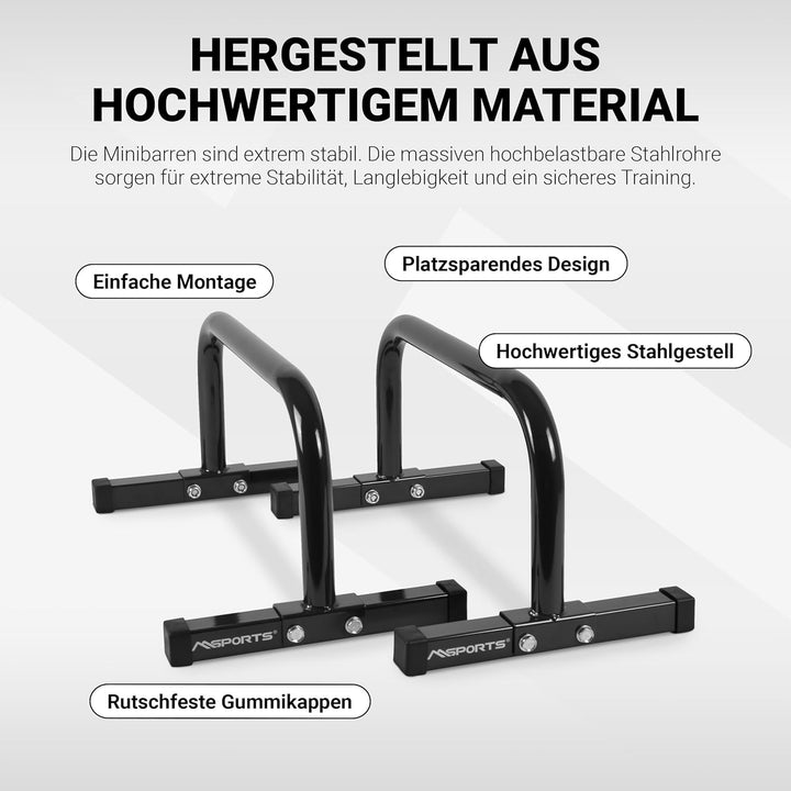 MSPORTS Low Fitness Parallettes Minibarren Professional LxBxH: 60x35x29 cm| Push-Up Bars Liegestützg